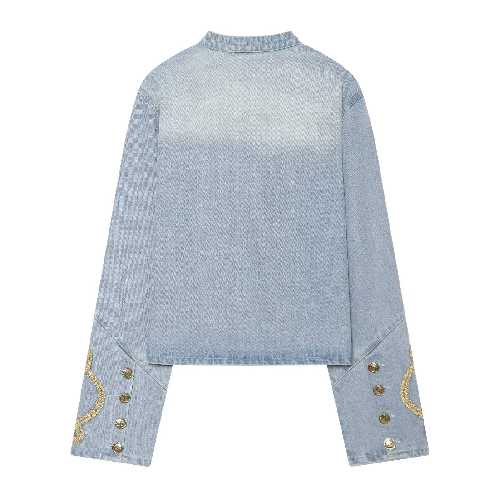 Women's button decoration short denim Coat