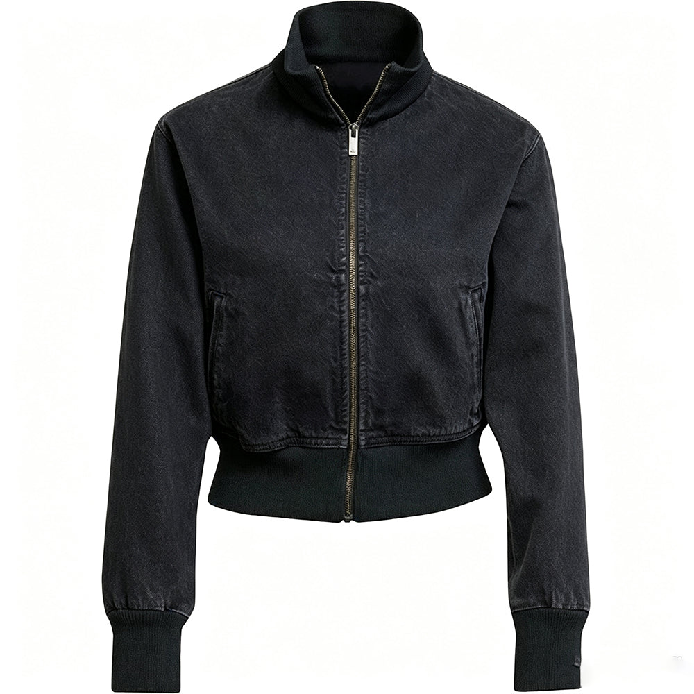 Women's new casual collar zipper denim jacket