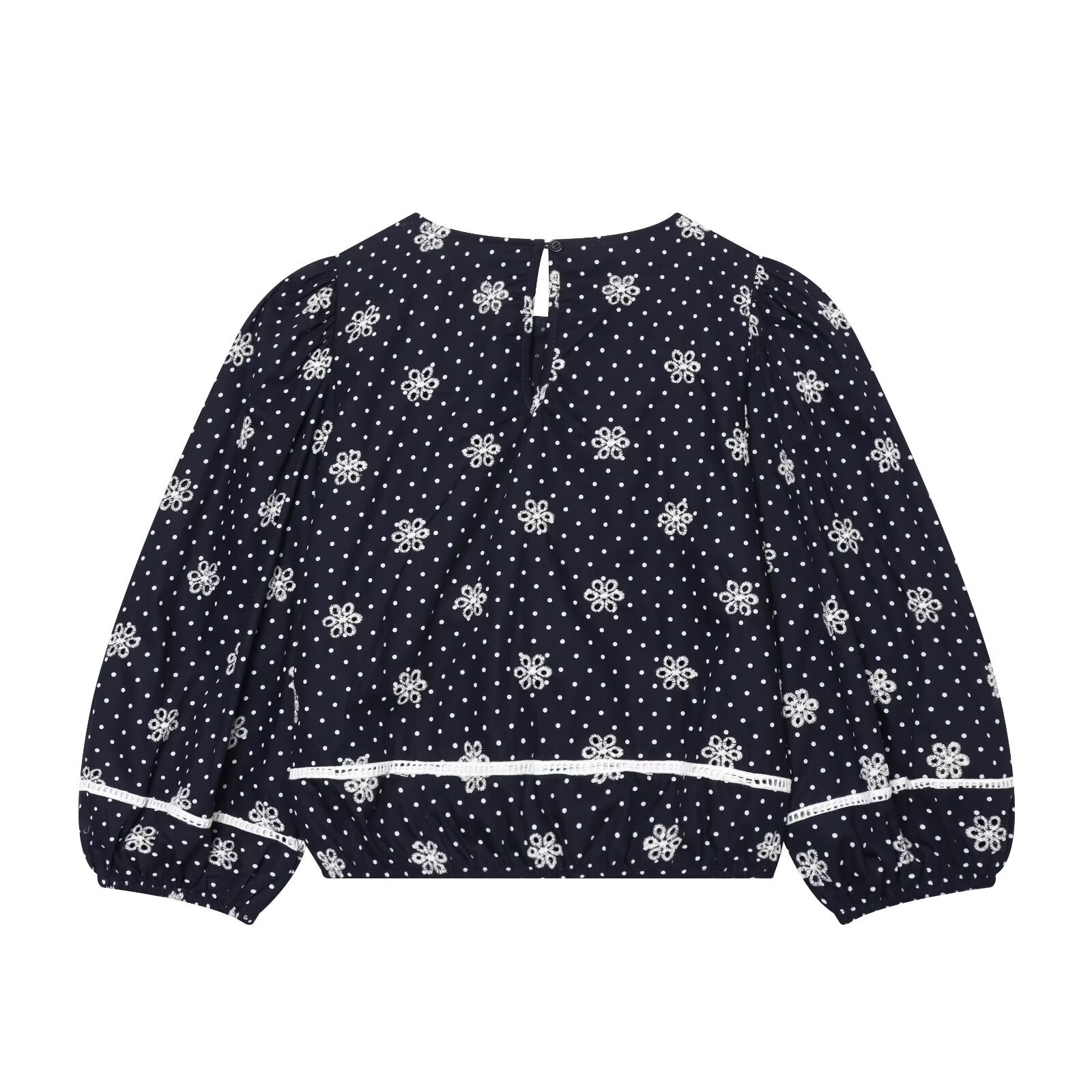 Women's hollowed out embroidered polka dot shirt