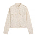 Women's flip pocket decoration hollow jacket Coat