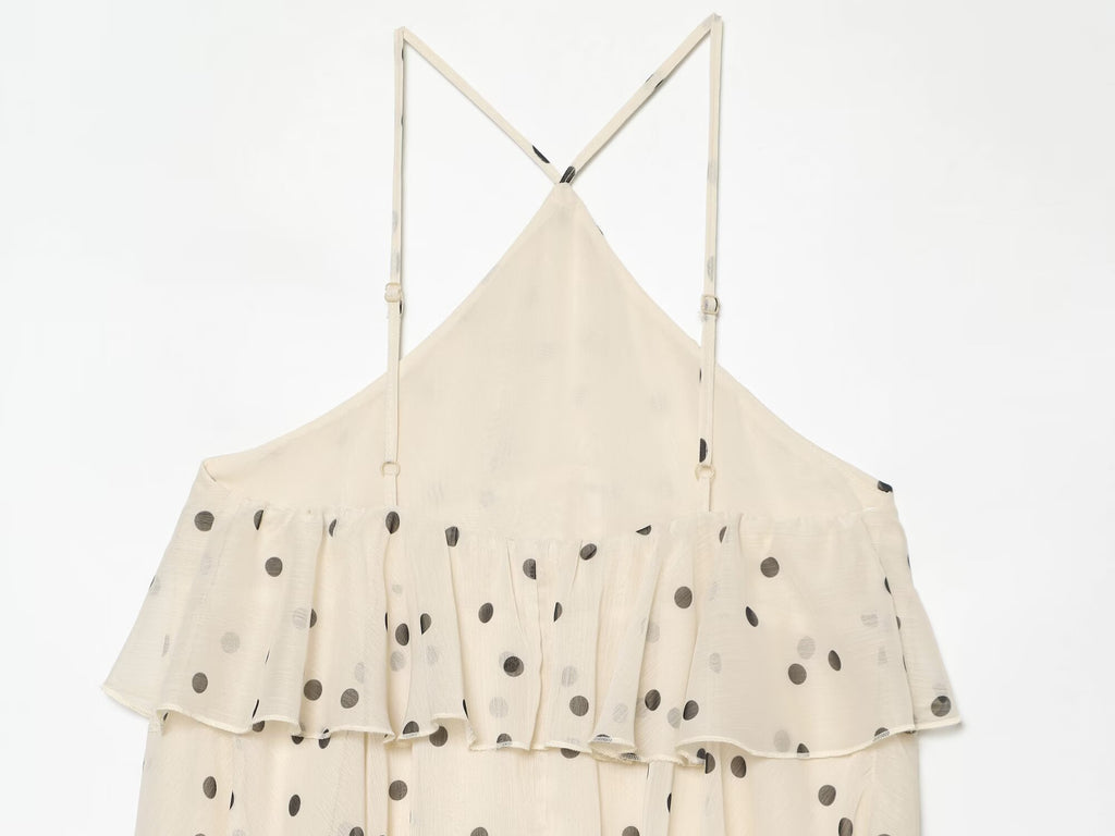 Women's vacation style polka dot cake dress