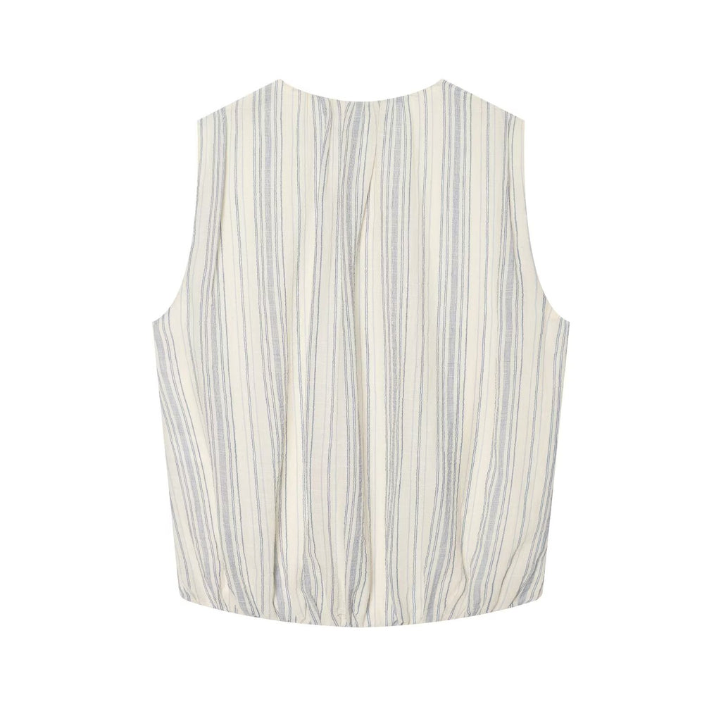 suit Women's 2 pieces sleeveless O Neck striped shirt+Skirts