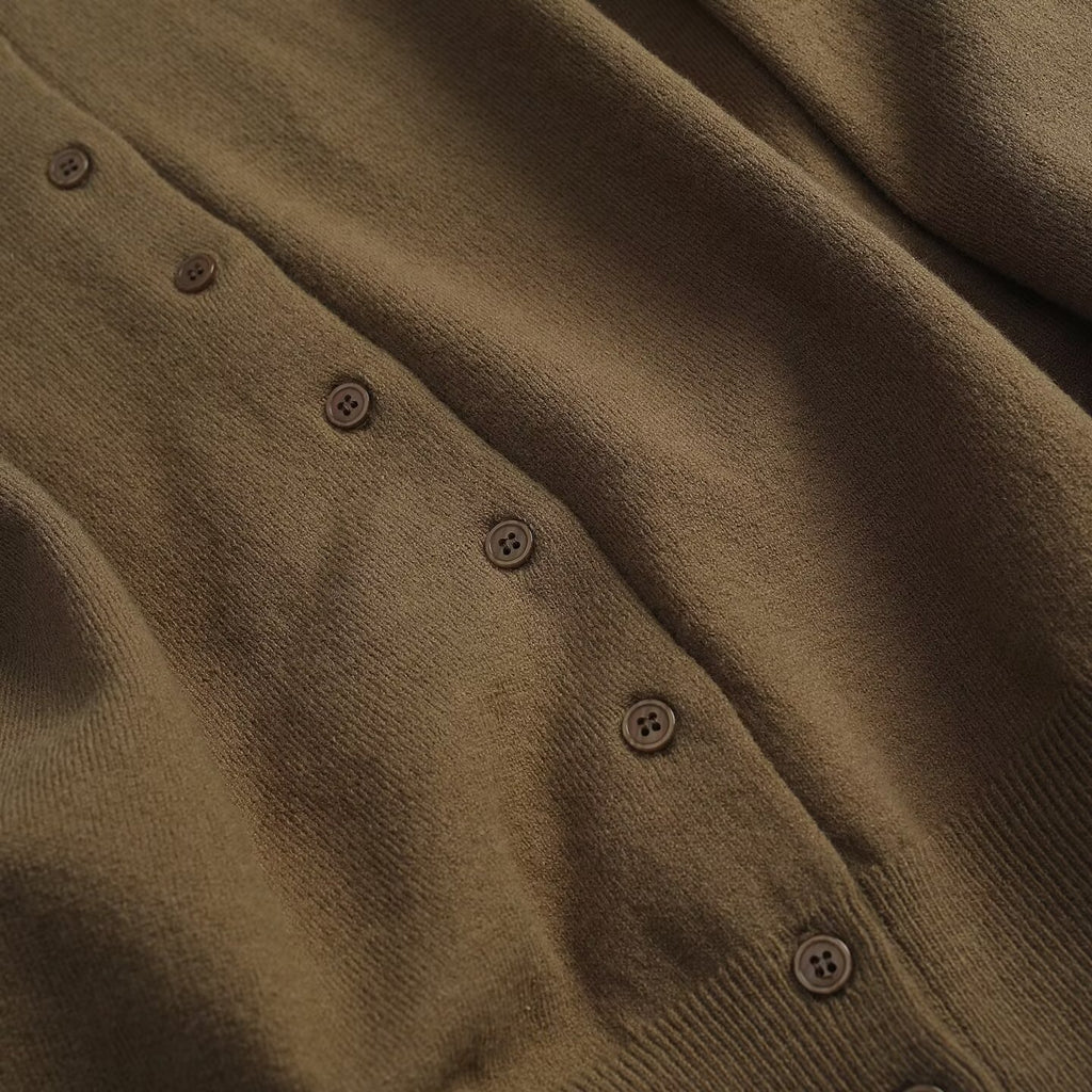 Women's button decoration O Neck knitted cardigan