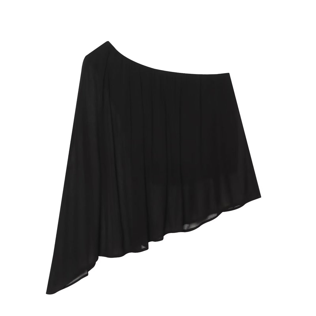 Women's loose sloping shoulder irregular top