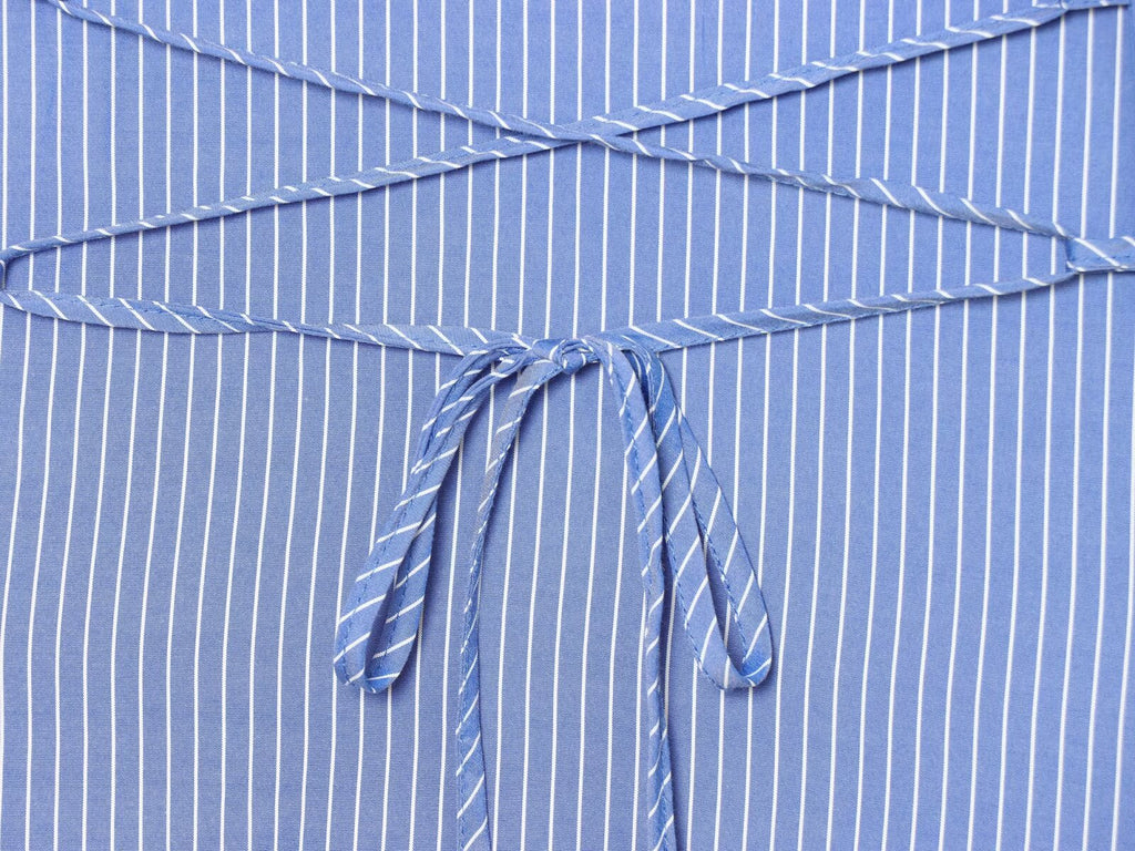 Women's waist cinched long sleeved striped shirt