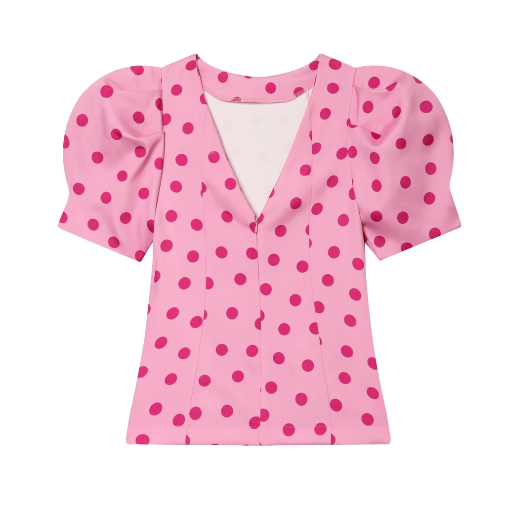 Women's bubble sleeve backless top