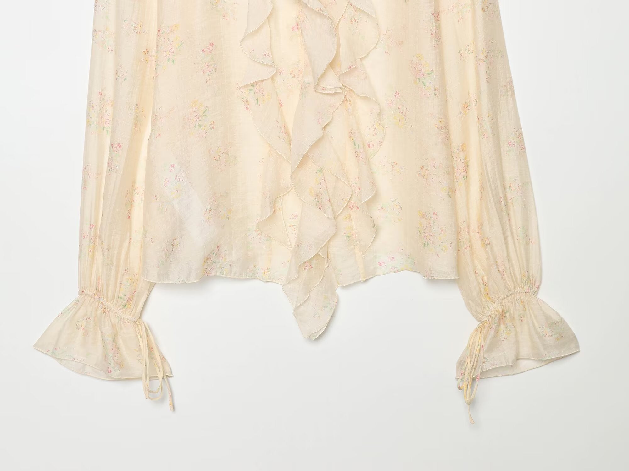 Women's printed V-neck ruffle top
