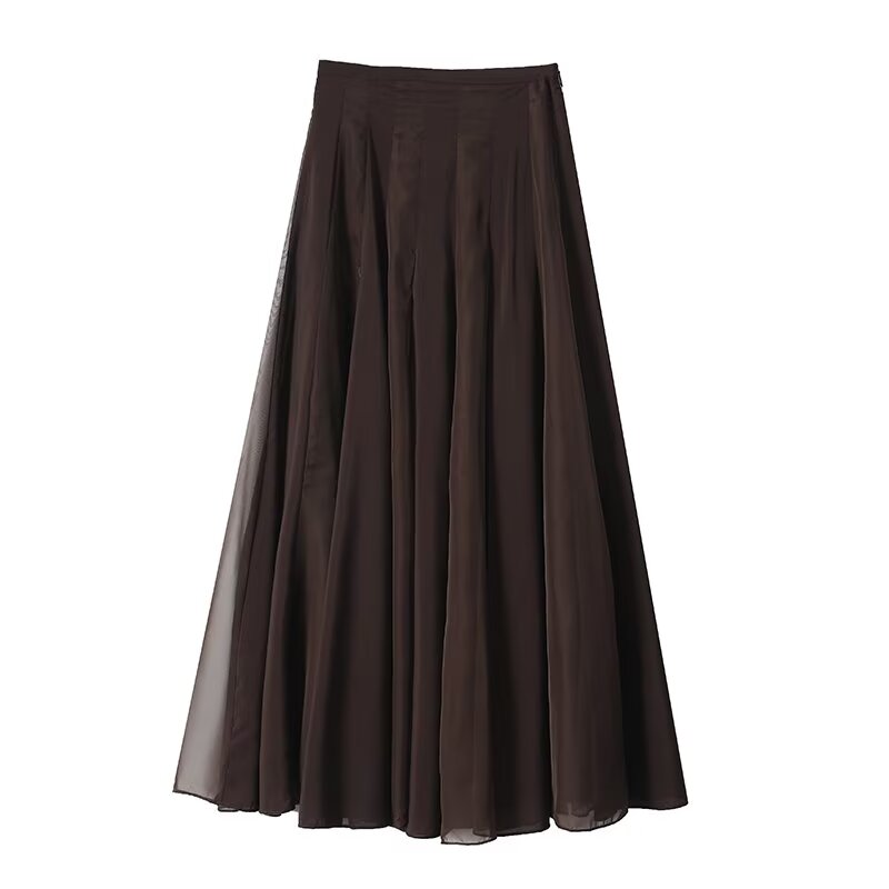 Women's patchwork pleated MIDI skirt