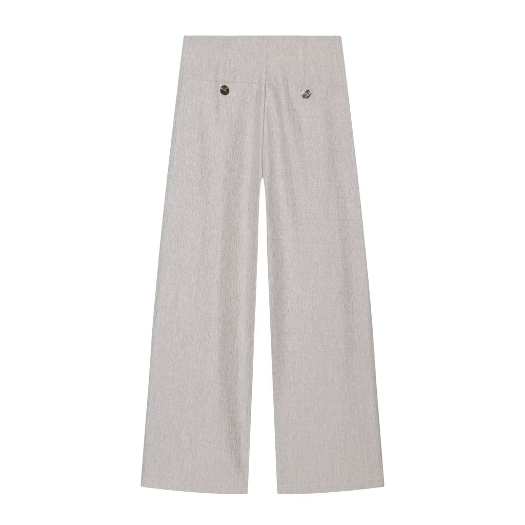 set woman 2 pieces casual linen blend pleated Blazer Coat +Pants