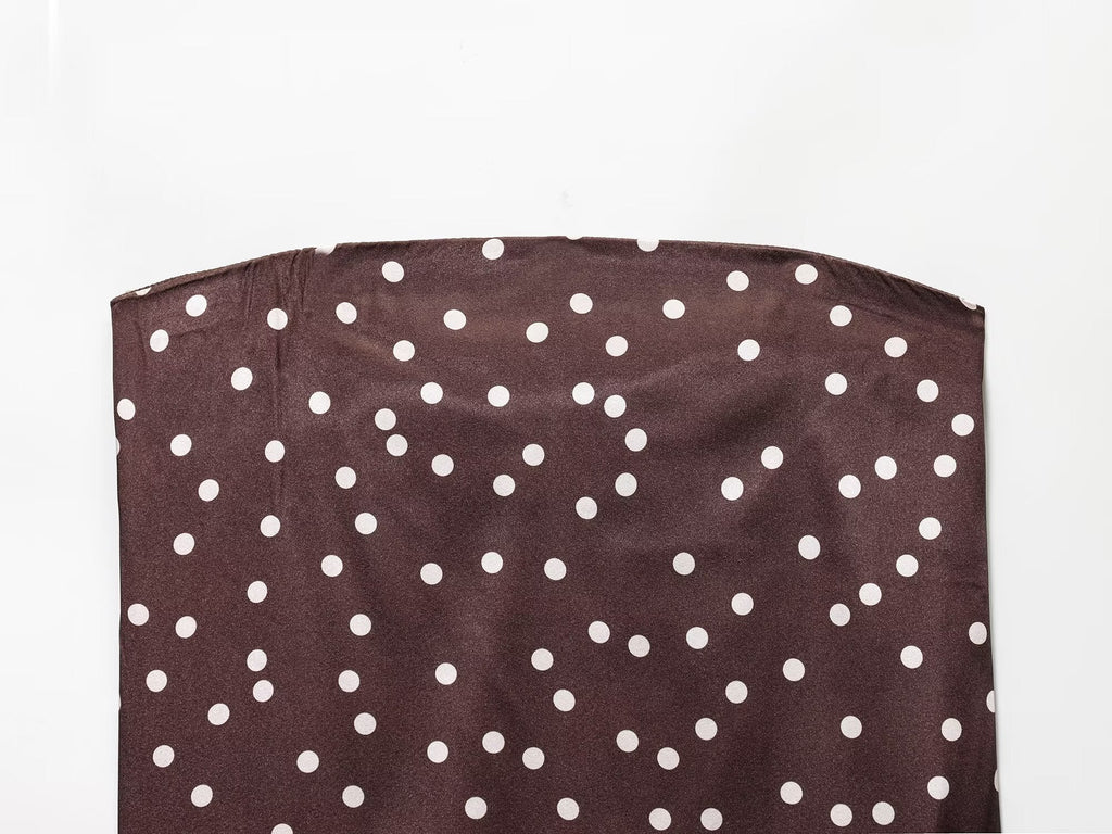 suit Women's 2 pieces satin textured polka dot strapless top+Pants