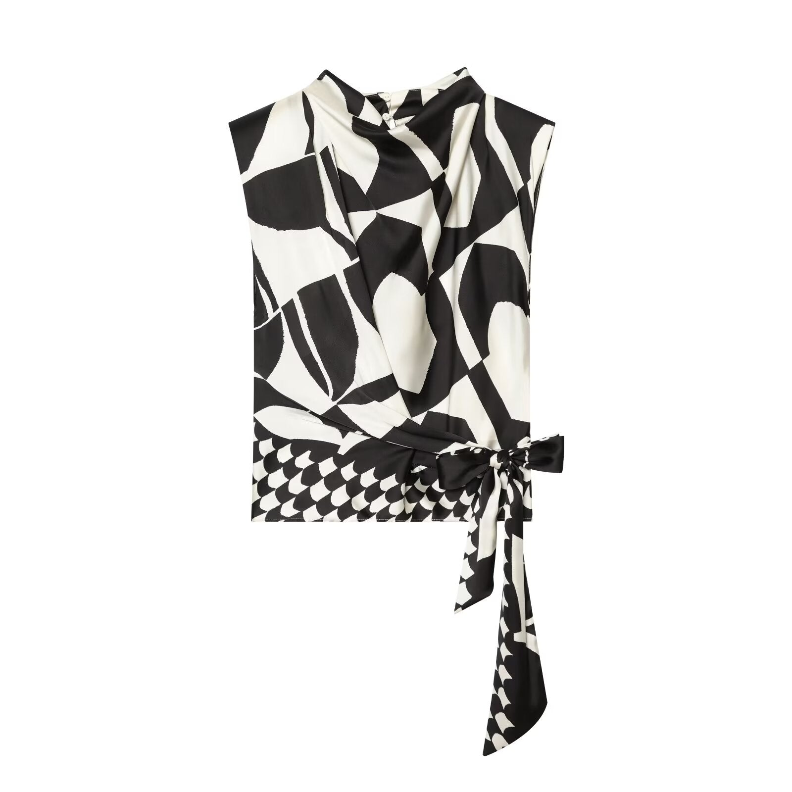 suit Women's 2 pieces geometric printed shoulder pad top+Pants