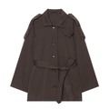 Women's with Belt casual stand collar twill coat