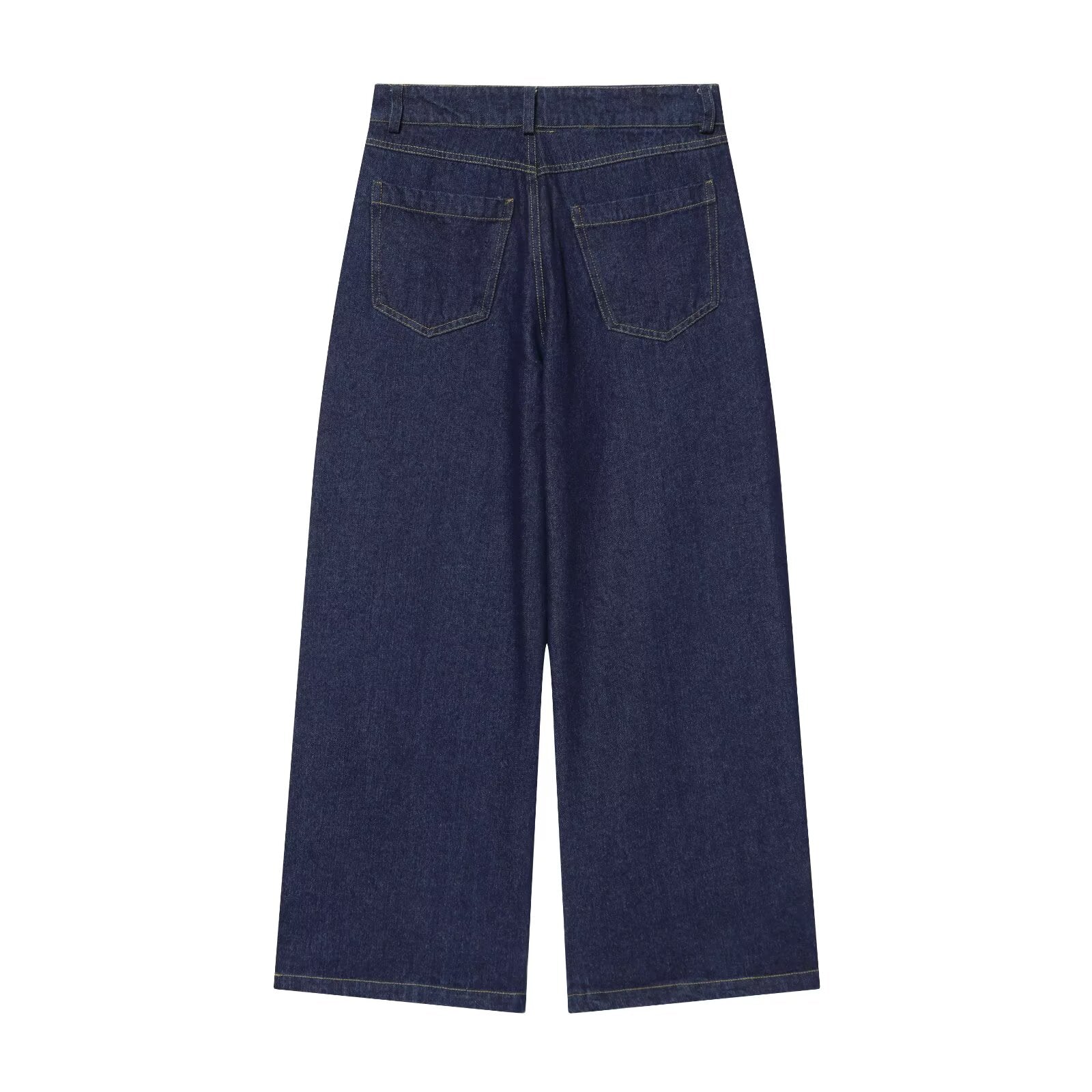 suit Women's 2 pieces comfortable high waisted wide leg jeans+denim shirt