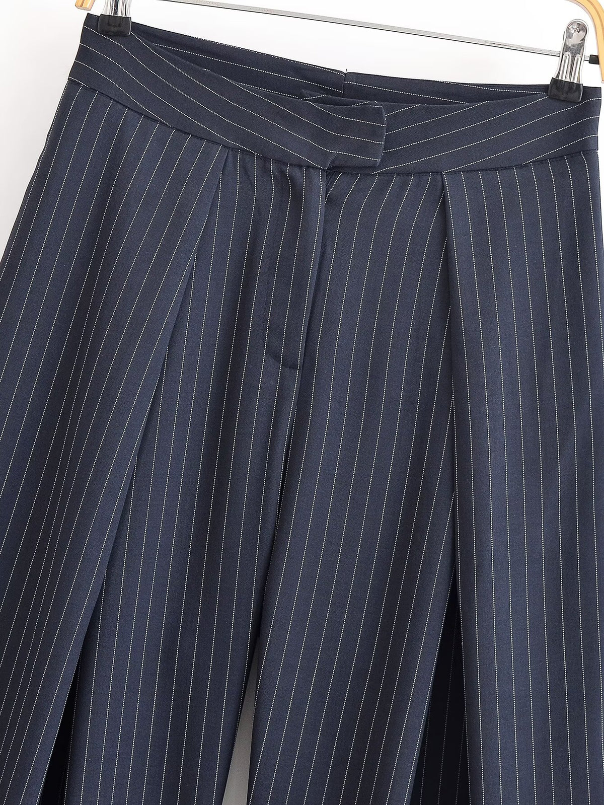 Women's casual striped wide leg pants