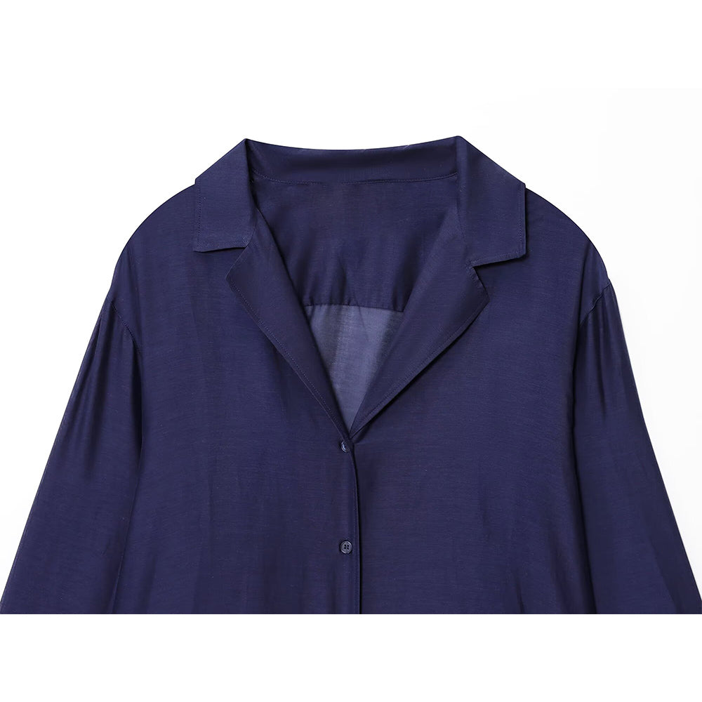Women's new fashion loose single breasted silk shirt