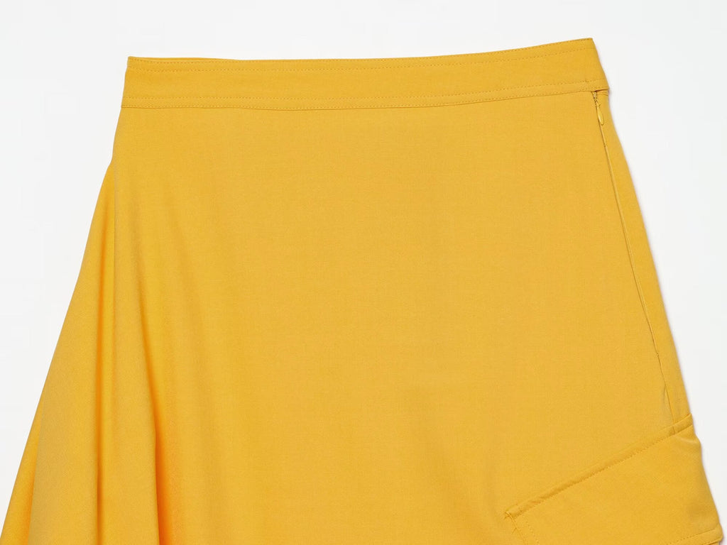 Women's pocket decoration casual MIDI skirt