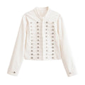 Women's buckle decoration short denim Coat