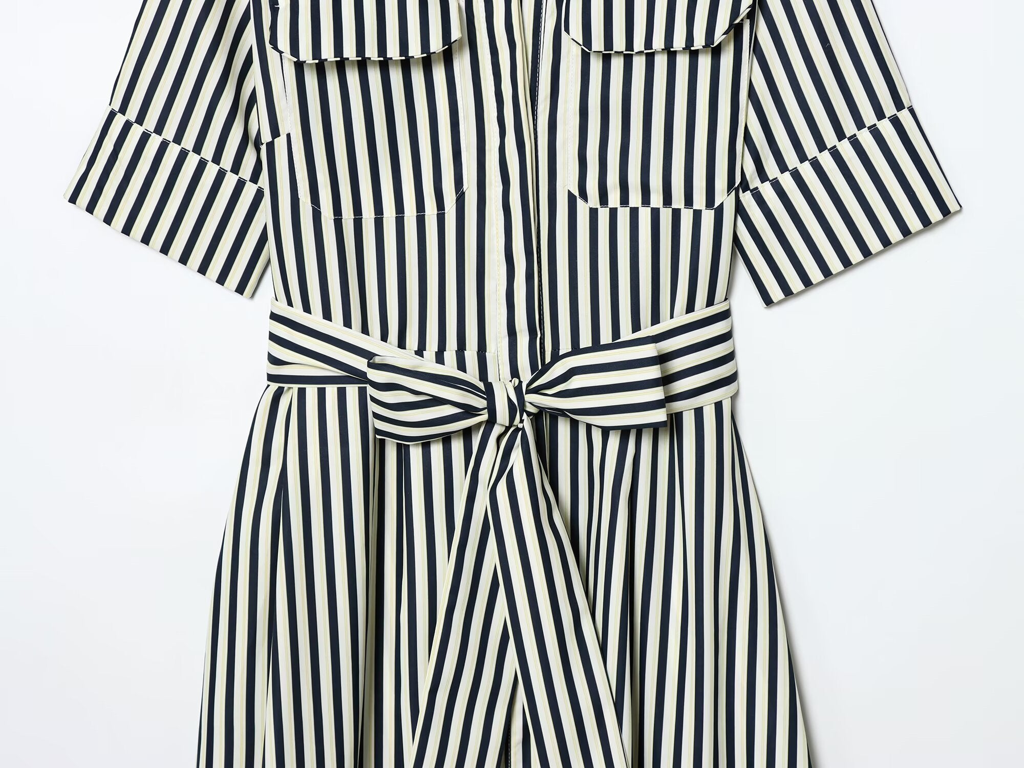 Women's with Belt shirt style poplin striped dress