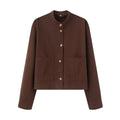 Women's casual stand collar twill coat