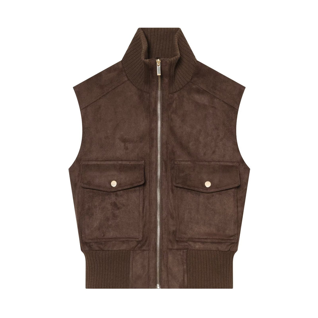 Women's sleeveless suede texture effect vest
