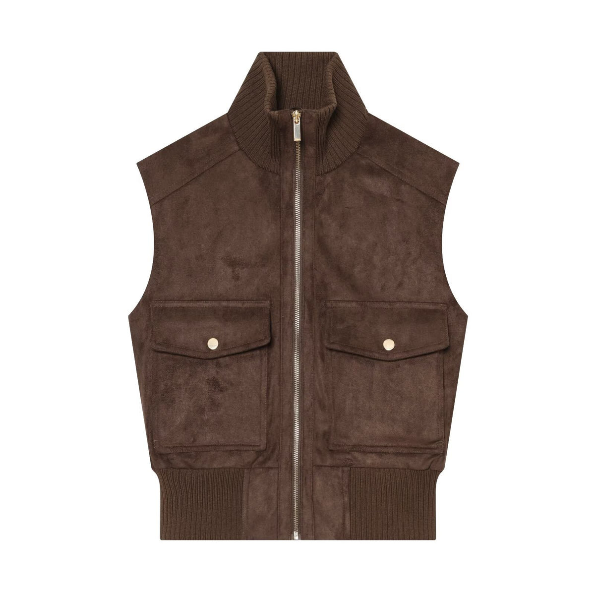 Women's sleeveless suede texture effect vest