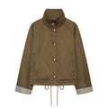 Women's casual stand collar twill coat