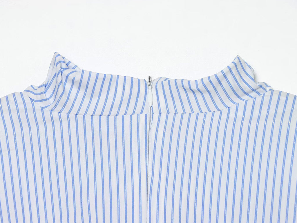 Women's metallic line decorative striped top