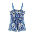 Women's vacation style slim printed jumpsuit shorts