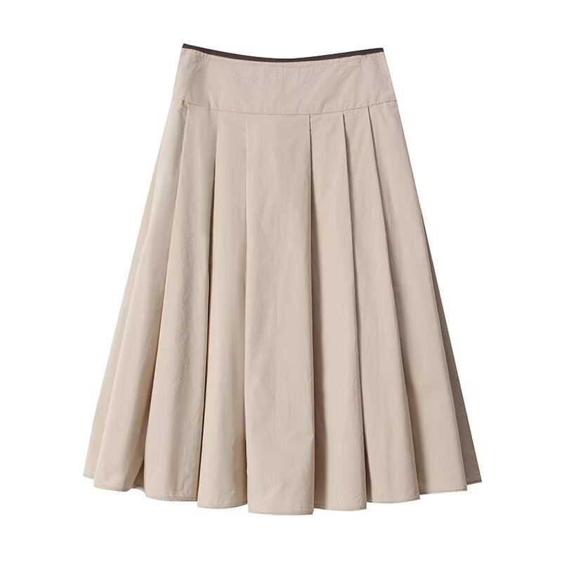 Women's Casual Cotton High-Waisted pleated Skirt