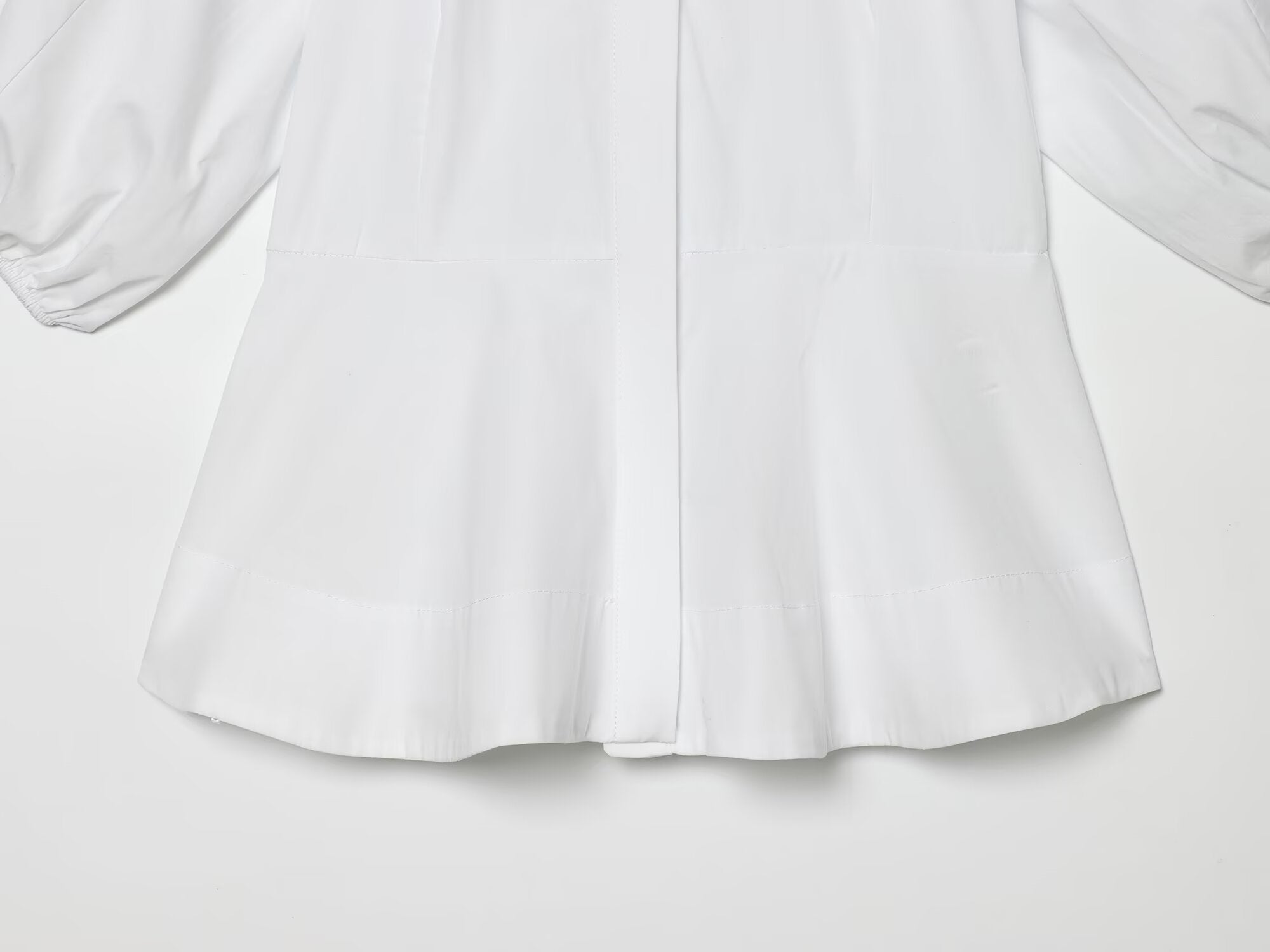 Women's skirt style hem bubble sleeve shirt