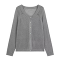 Women's round-necked button-up knit Coat