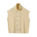 Women's casual linen blended stand collar shirt