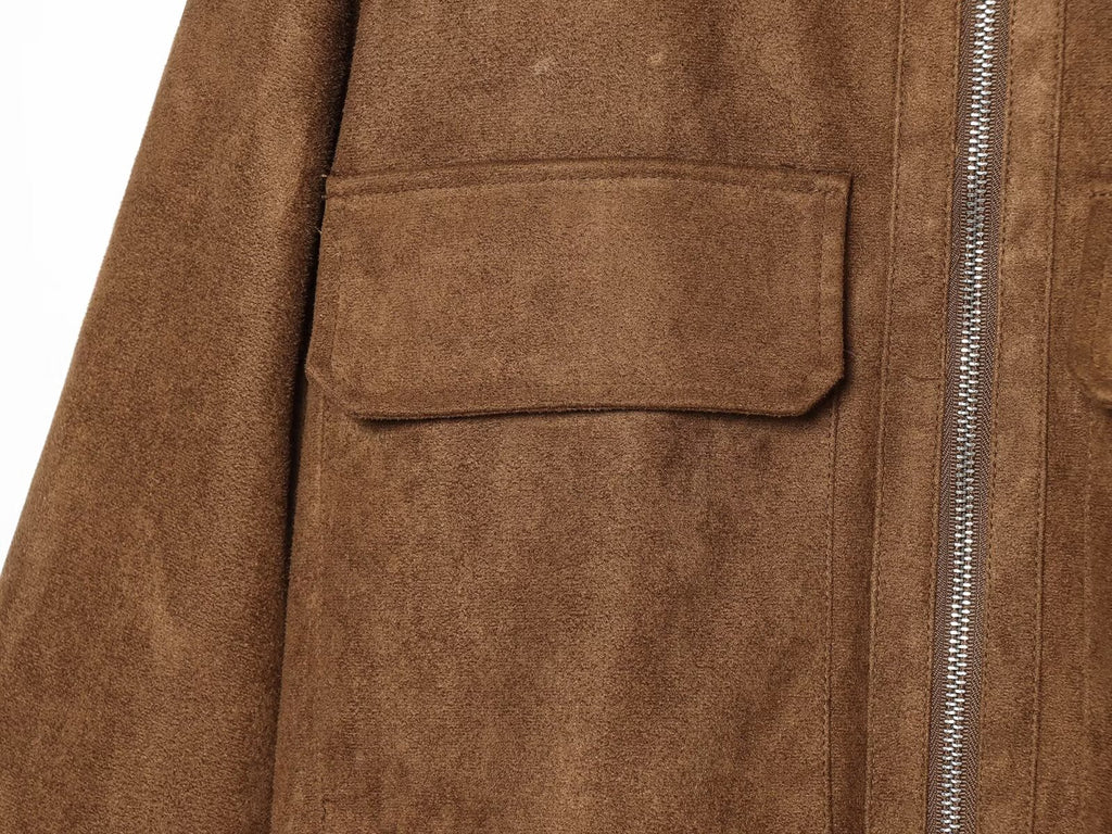 Women's suede texture short pilot jacket Coat
