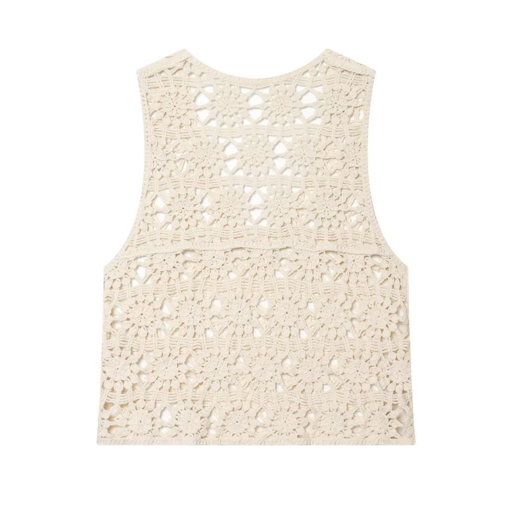 Women's casual hollow knitted vest