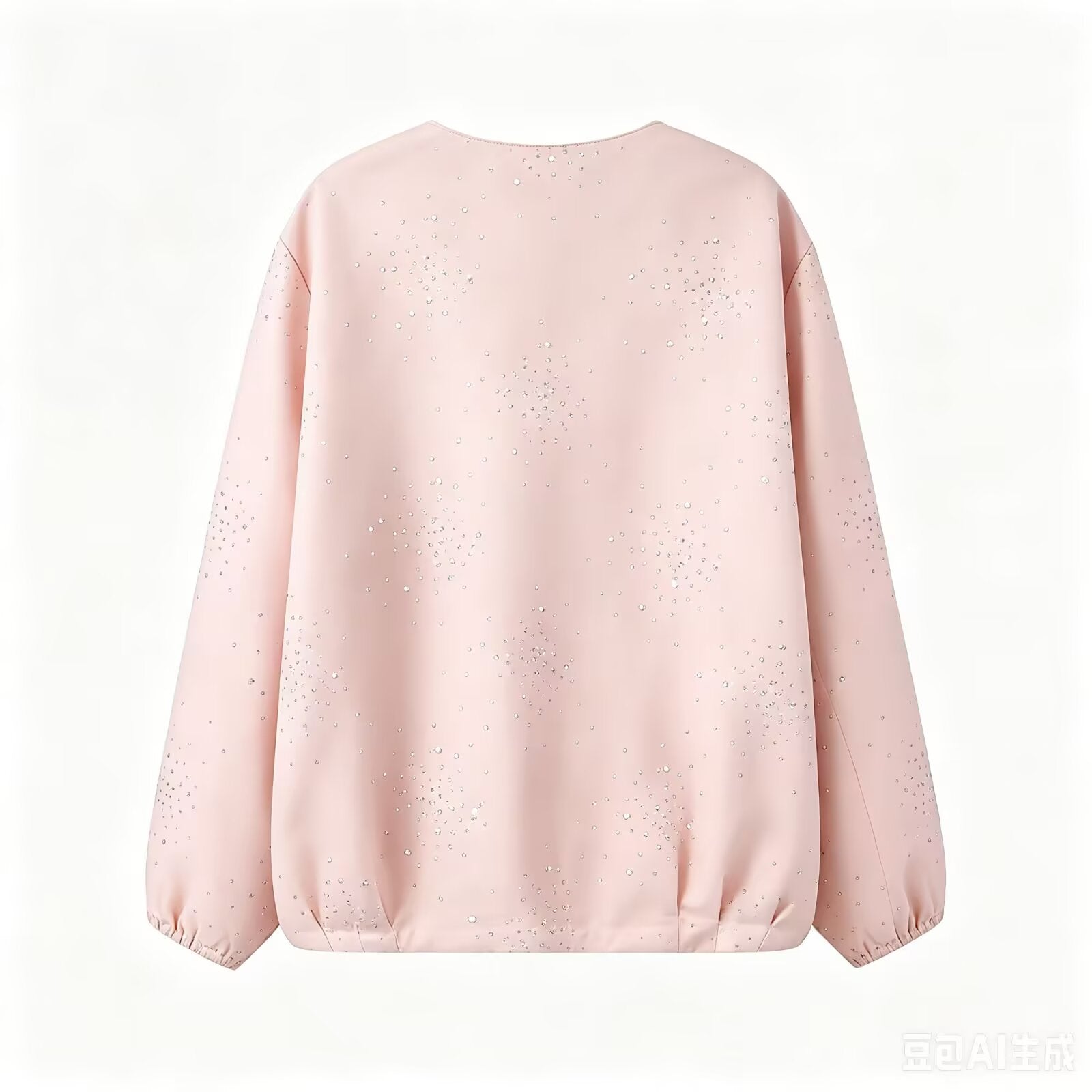 Women's bright diamond fabric O Neck jacket Coat