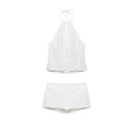 suit Women's 2 pieces buckle decoration hanging neck top+shorts