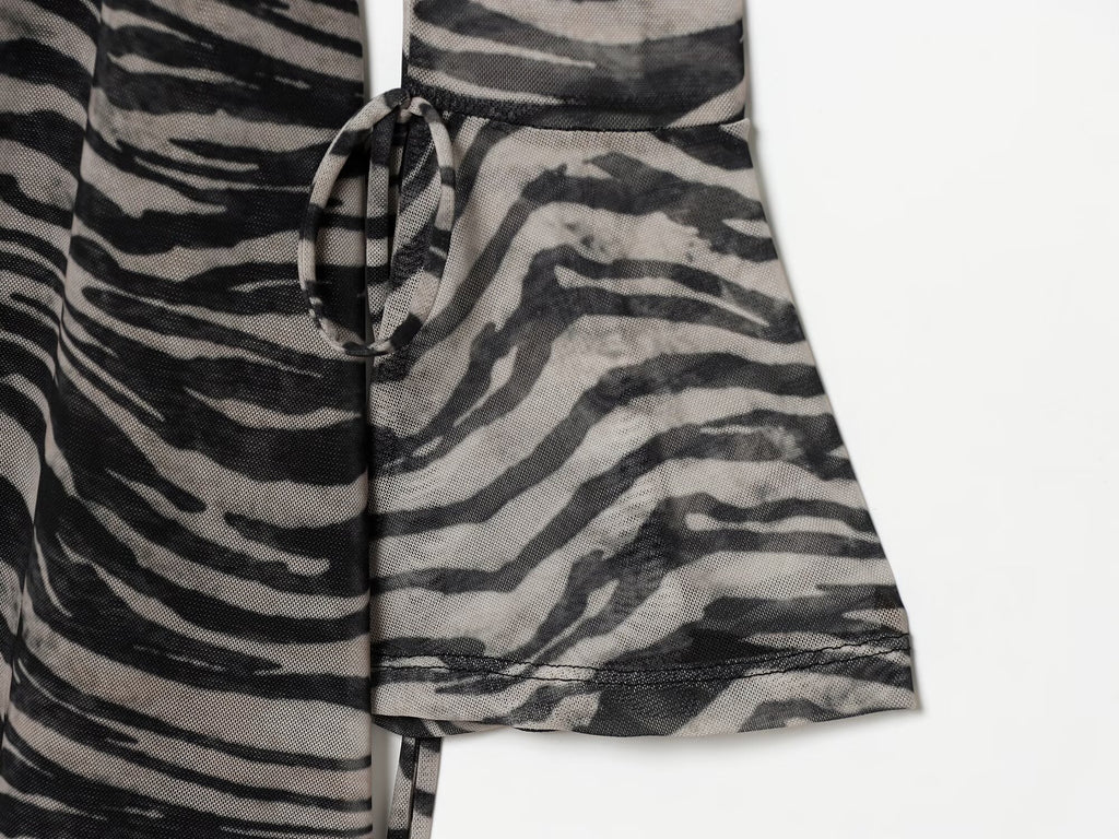 Women's animal striped printed tulle mini dress