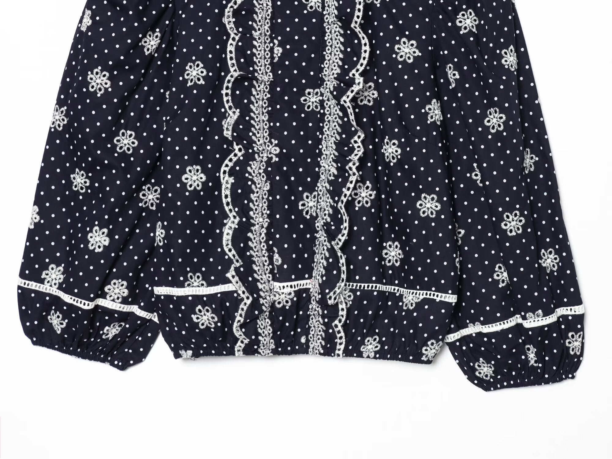 Women's hollowed out embroidered polka dot shirt