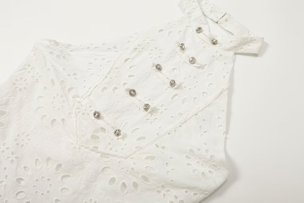 Women's hollowed out embroidered patchwork dress