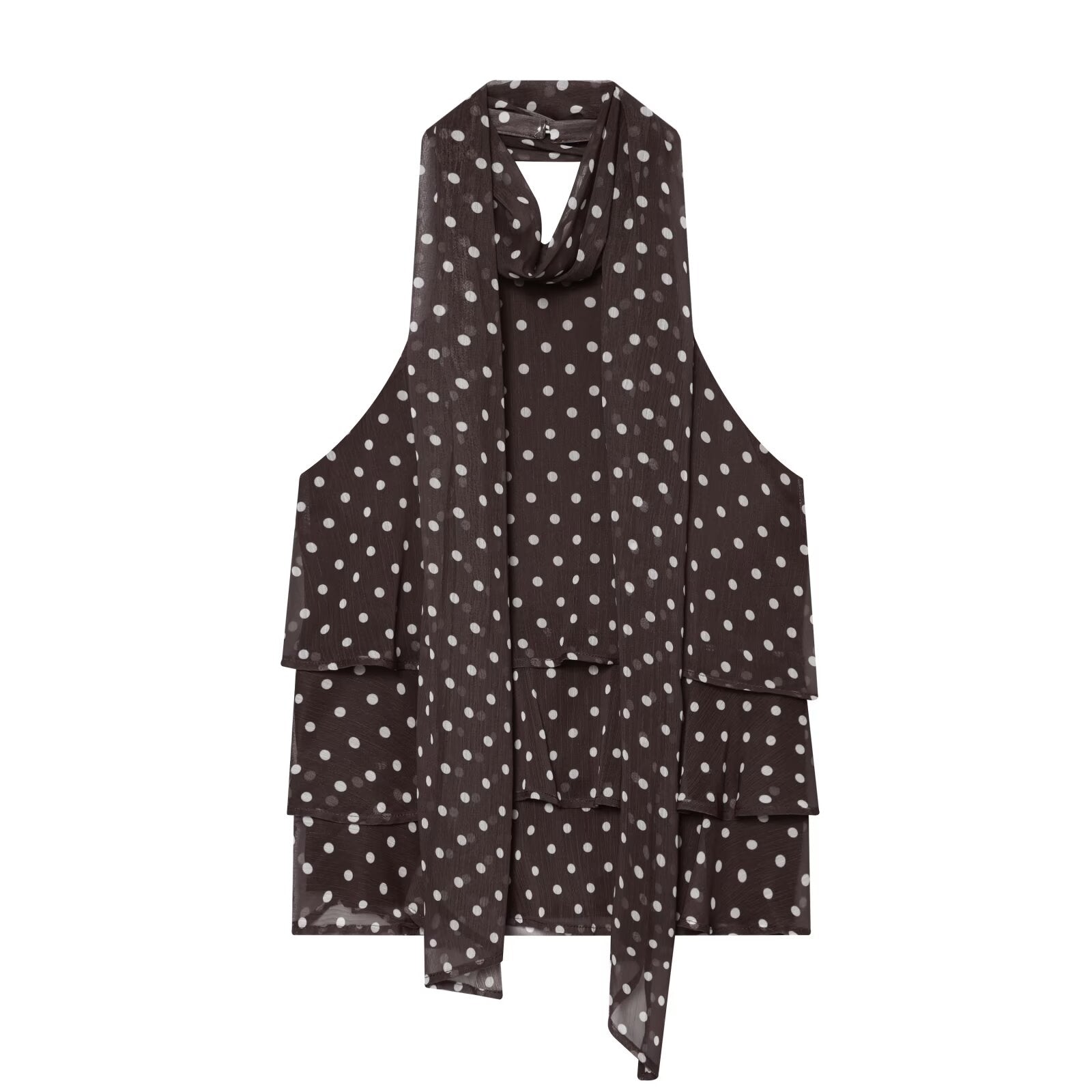 Women's polka dot hanging neck top