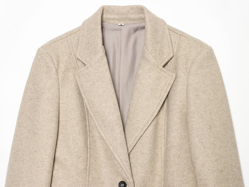 Women's with shoulder pads long style soft textured coat