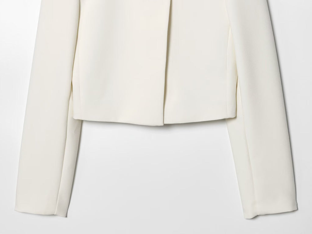Women's new fashion short single breasted stand collar suit jacket