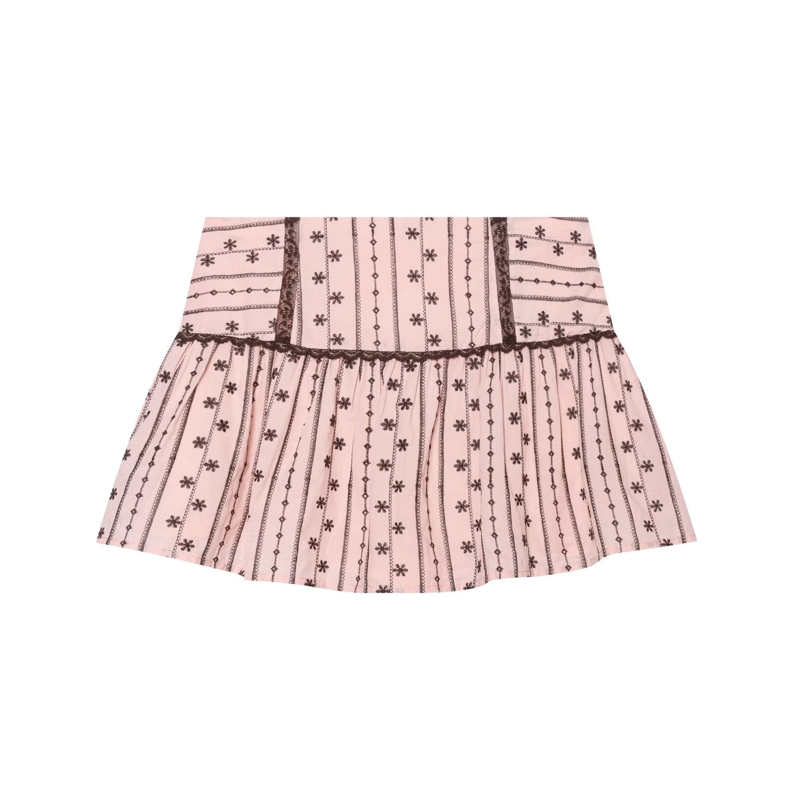 suit Women's 2 pieces lace bow decoration embroidered top+ Shorts Skirts