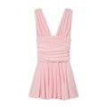 Women's pleated decorative sleeveless mini dress