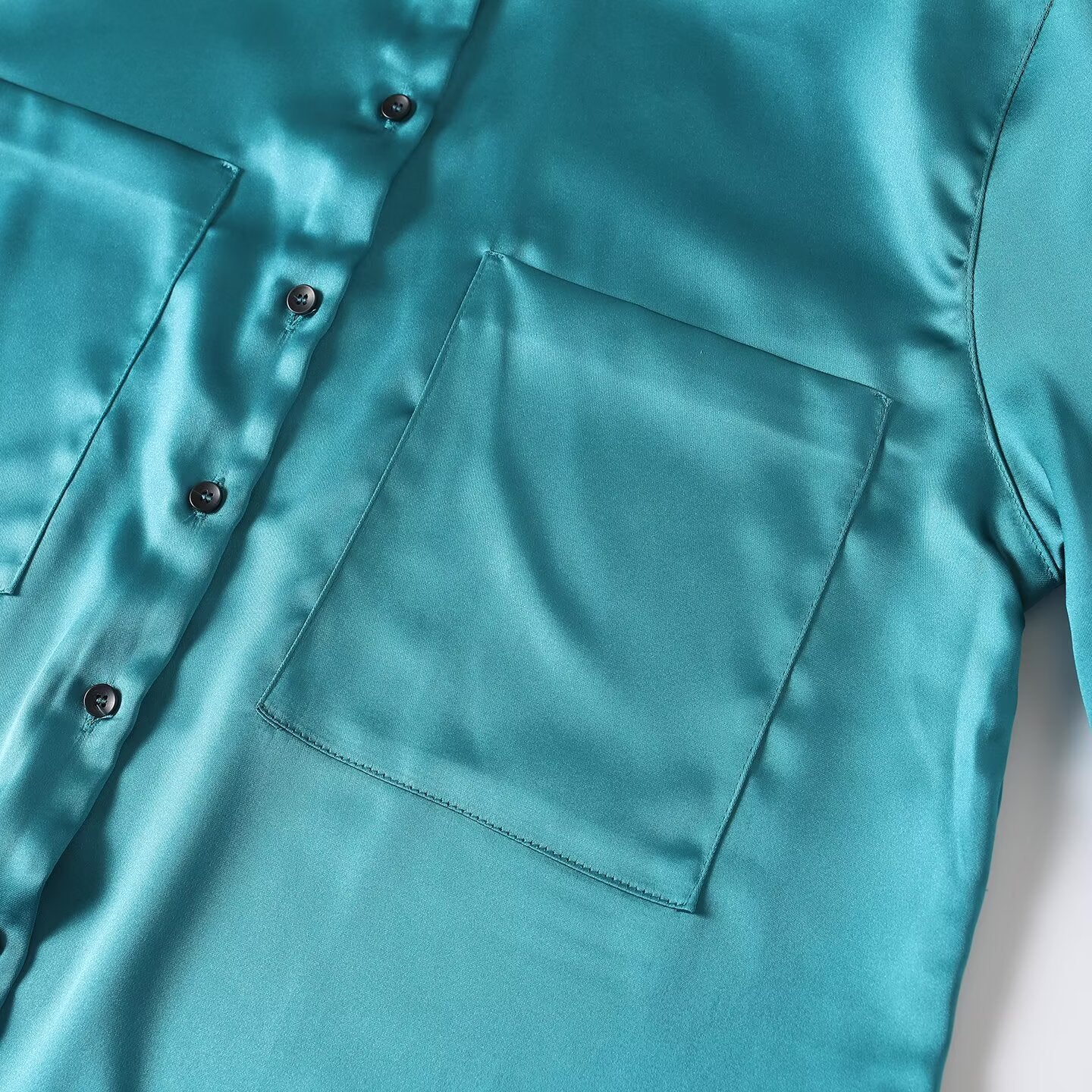 suit Women's 2 pieces loose satin textured shirt+A-line skirt