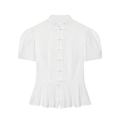 Women's short sleeved A-line-shaped striped shirt