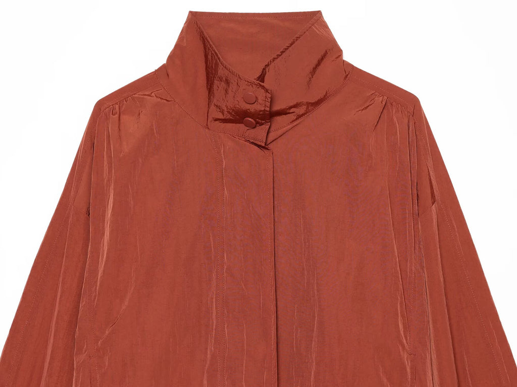 Women's standing collar pleated pilot jacket Coat