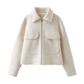 Women's lapel pocket decoration short jacket Coat