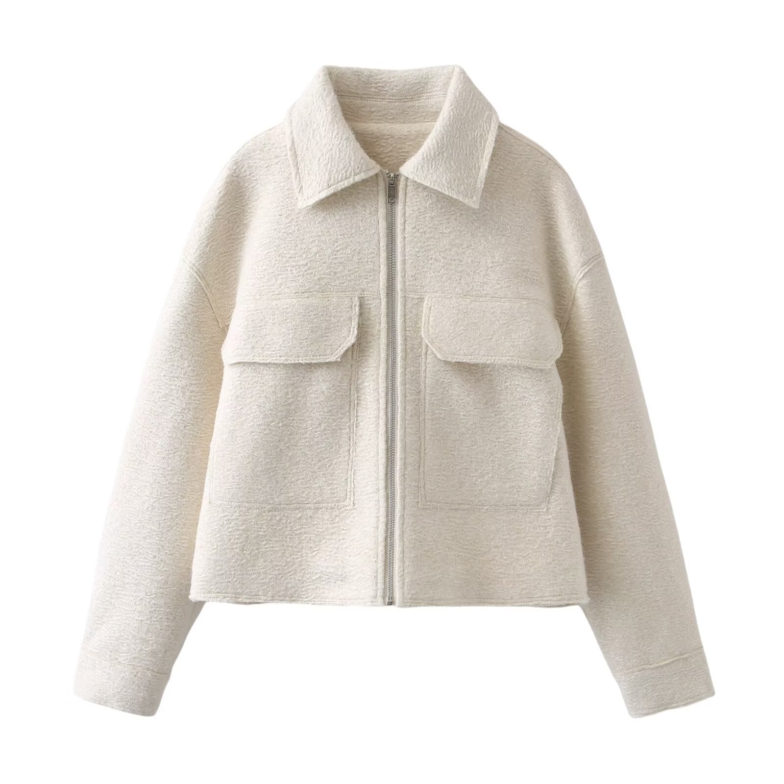 Women's lapel pocket decoration short jacket Coat