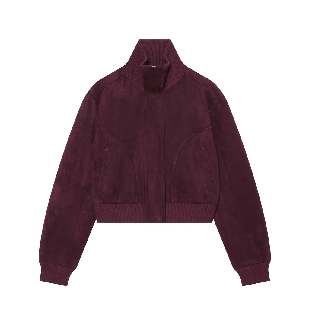 Women's Anti suede effect short stand collar Coat
